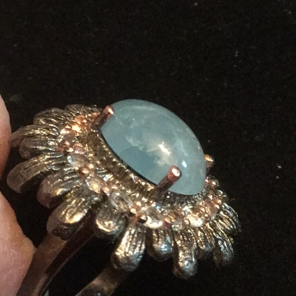 Elegant Genuine Aquamarine Cabochon Ring - Picture 8 of 11